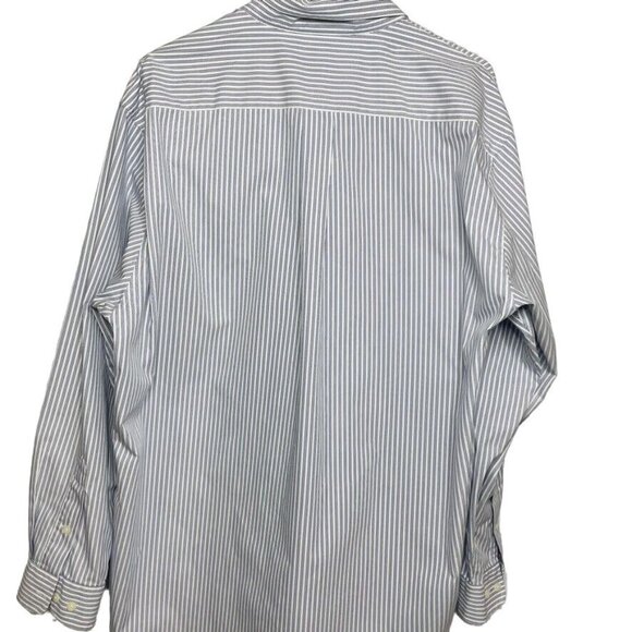Mens Button Up Dress Shirt Giordano Blue Stripe Long Sleeve Top Size XL - Picture 2 of 7